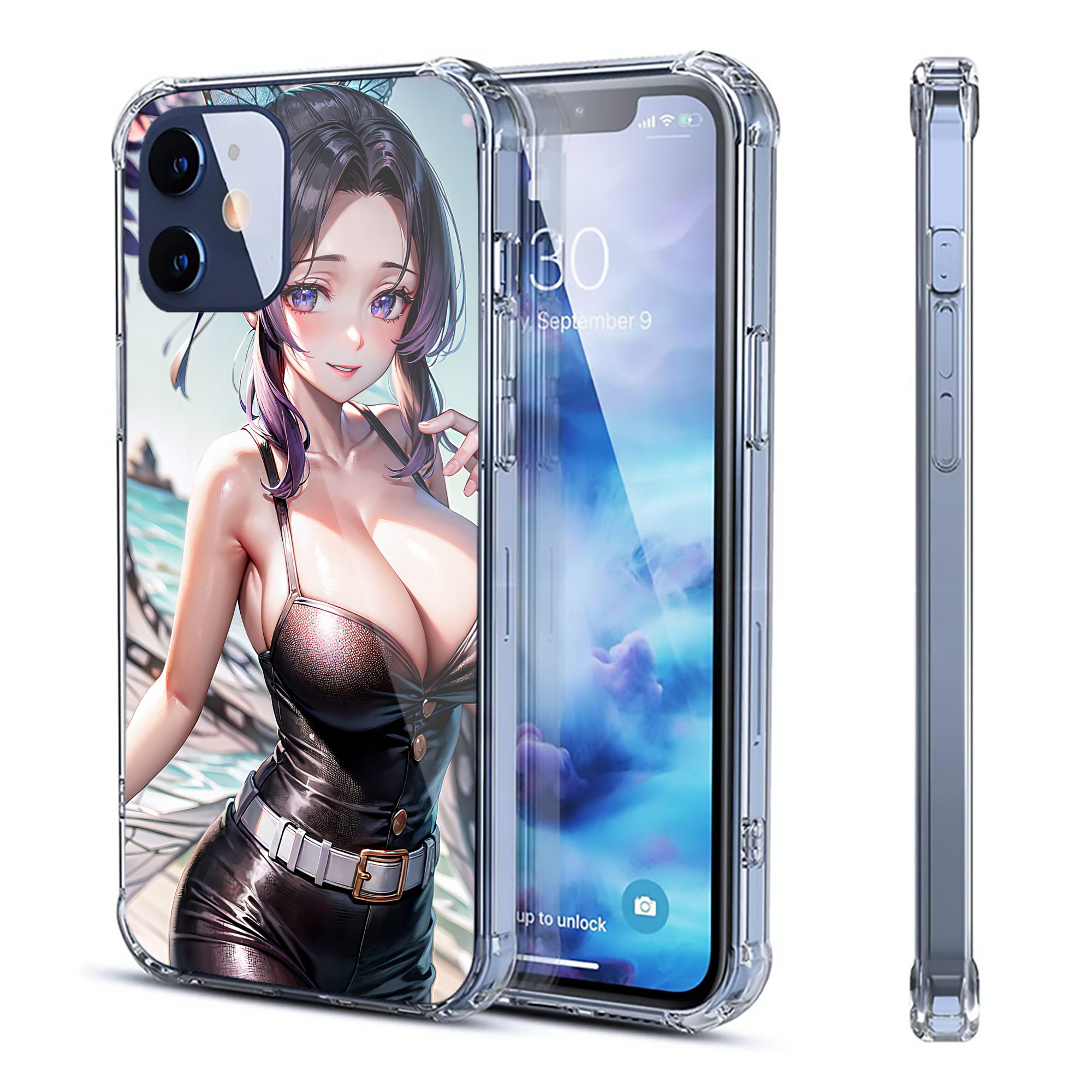 （画像用） 鬼滅の刃（きめつのやいば）蟲柱-胡蝶 しのぶ／こちょう しのぶ Kochou Shinobu 【iPhone 12シリーズ対応】透明スマホケース（クリアソフトケース）